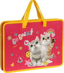 Папка ARTSPACE Sweet cats, А4, пластик, на молнии, с ручками, Арт. 350246, изображение