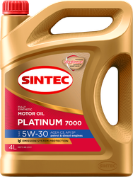 Масло моторное SINTEC Platinum 7000 5W-30 C3 SP, Арт. 600149, 4л, крупный план