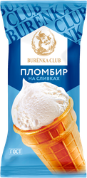 Мороженое BURЁNKA CLUB Пломбир 15%, без змж, вафельный стаканчик, 80г, изображение