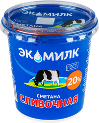 Сметана ЭКОМИЛК Сливочная 20%, без змж, 300г, изображение