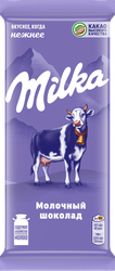 Шоколад молочный MILKA, 80г, крупный план