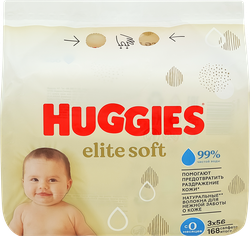 Салфетки влажные HUGGIES Elite Soft , 168шт, картинка