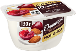 Продукт творожный ДАНИССИМО Вишнево-миндальный десерт 6,1%, без змж, 130г, картинка