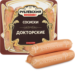 Сосиски РУБЛЁВСКИЙ Докторские, категория В, 430г, крупный план