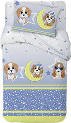 Комплект постельного белья детский LITTLE TIMES для детской кроватки, поплин, панно, детальное фото