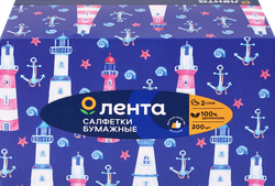 Салфетки бумажные ЛЕНТА белые, в коробке, 200шт, фото