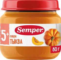 Пюре овощное SEMPER Тыква, с 5 месяцев, 80г, детальное фото
