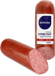 Колбаса варено-копченая BONVIDA Сервелат ГОСТ, 500г, детальное фото