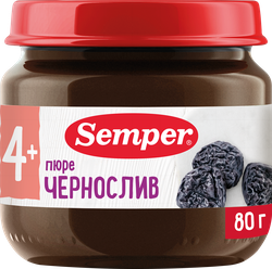 Пюре фруктовое SEMPER Чернослив, с 4 месяцев, 80г, фотография