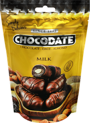 Финики CHOCODATE с миндалем в молочном шоколаде, 100г, крупный план
