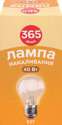 Лампа накаливания 365 ДНЕЙ Груша 40Вт, Е27 теплый свет, Арт. Б230-40-6, вид