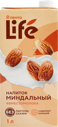 Напиток ЛЕНТА LIFE Миндальный оригинальный, 1000мл, вид