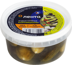 Огурцы соленые ЛЕНТА Корнишоны, 500г, изображение