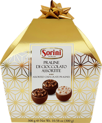 Конфеты SORINI Bauletto Gold с хрустящими хлопьями и орехами и молочной начинкой, 300г, картинка