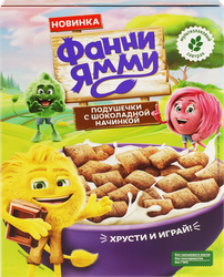 Подушечки мультизлаковые ФАННИ ЯММИ с шоколадной начинкой, 220г, детальное фото