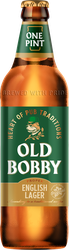 Пиво светлое OLD BOBBY Lager пастеризованное 4,6%, 0.568л, крупный план