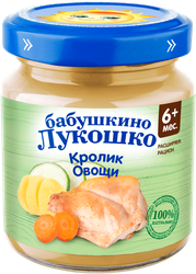 Пюре мясо-овощное БАБУШКИНО ЛУКОШКО Рагу овощное с кроликом, с 6  месяцев, 100г, детальное фото