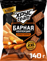 Сухарики ржано-пшеничные ХРУСTEAM Барная Коллекция, со вкусом сырные палочки, 140г, изображение