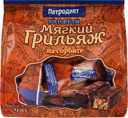 Конфеты ПЕТРОДИЕТ Мягкий грильяж, на сорбите, 200г, фотография