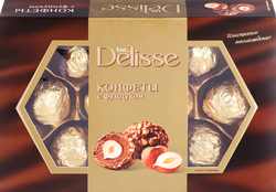 Конфеты DELISSE с молочным шоколадом и начинкой с фундуком, 125г, картинка