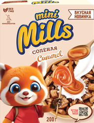 Готовый завтрак MINI MILLS Подушечки с начинкой со вкусом соленой карамели, 200г, детальное фото