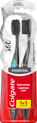 Зубная щетка COLGATE 360 Уголь, средней жесткости, 2шт, детальное фото