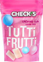 Жевательная резинка CHECKS со вкусом тутти-фрутти, без сахара, 34г, крупный план