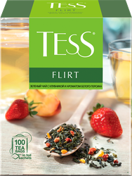 Чай зеленый TESS со вкусом белого персика и клубники, 100пак, детальное фото