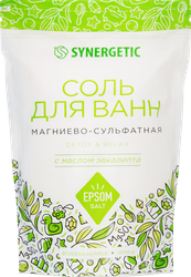 Соль для ванн SYNERGETIC магниево-сульфатная с маслом эвкалипта, 1кг, детальное фото