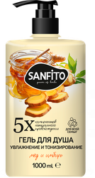 Гель для душа SANFITO Мед и имбирь, Увлажнение и тонизирование, 1000мл, картинка
