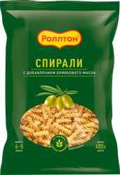 Макароны РОЛЛТОН Спирали, с оливковым маслом, 400г, крупный план