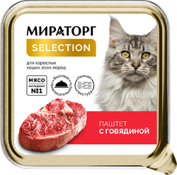 Корм консервированный для взрослых кошек МИРАТОРГ Selection Паштет с говядиной, 100г, изображение