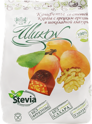 Конфеты ШИКОН Курага с грецким орехом в шоколадной глазури, без сахара, 150г, изображение