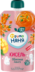 Кисель фруктово-ягодный ФРУТОНЯНЯ из облепихи и манго, с 12 месяцев, 130г, вид