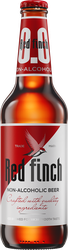 Пиво светлое безалкогольное RED FINCH пастеризованное 0,5%, 0.45л, крупный план
