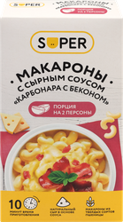 Макароны SUPER с сырным соусом Карбонара с беконом, 143г, фото