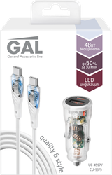 Набор автоаксессуаров GAL АЗУ type-C-USB PD 30W+QC3 и кабель type-C-type-C 3A 1м, Арт. UC-4597/CU-5375, вид