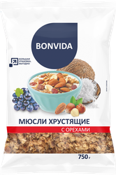 Мюсли хрустящие BONVIDA с орехами, 750г, детальное фото