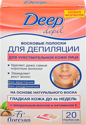Полоски восковые для депиляции FLORESAN COSMETIC для чувствительной кожи лица, 20шт, картинка