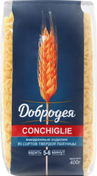 Макароны ДОБРОДЕЯ Conchiglie группа А высший сорт, 400г, крупный план