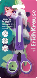 Ножницы ERICHKRAUSE Junior Protect Panda Hugs, с пластиковым чехлом и именным стикером, 13см, картинка