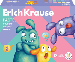 Гуашь ERICHKRAUSE Jolly Friends Pastel, 12 цветов по 20мл, детальное фото