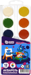 Акварель SCHOOLFORMAT Smart Dino 12 цветов, без кисти, картинка