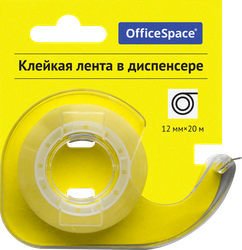 Лента клейкая СПЕЙС 12мм, прозрачная, в пластиковом диспенсере, 20м, вид