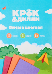 Бумага цветная КРОК&ДИЛЛИ А5, в обложке на склейке, 60 листов, крупный план