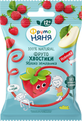 Фруктовые кусочки ФРУТОНЯНЯ Хвостики, яблоко-земляника, с 12 месяцев, 15г, детальное фото