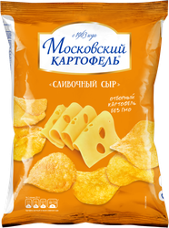 Чипсы картофельные МОСКОВСКИЙ КАРТОФЕЛЬ со вкусом сливочного сыра, 240г, крупный план