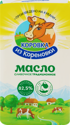 Масло сливочное КОРОВКА ИЗ КОРЕНОВКИ Традиционное 82,5%, без змж, 400г, крупный план