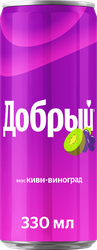 Напиток ДОБРЫЙ Киви, виноград сильногазированный, 0.33л, детальное фото