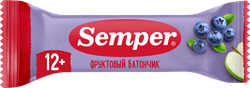 Батончик фруктовый SEMPER Яблоко и черника, с 12 месяцев, 15г, фото